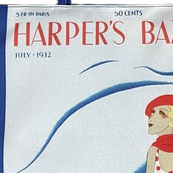 Vintage Estée Lauder Harper’s Bazaar 1932 Tote Bag Blue White Macy’s Edition - Picture 6 of 6